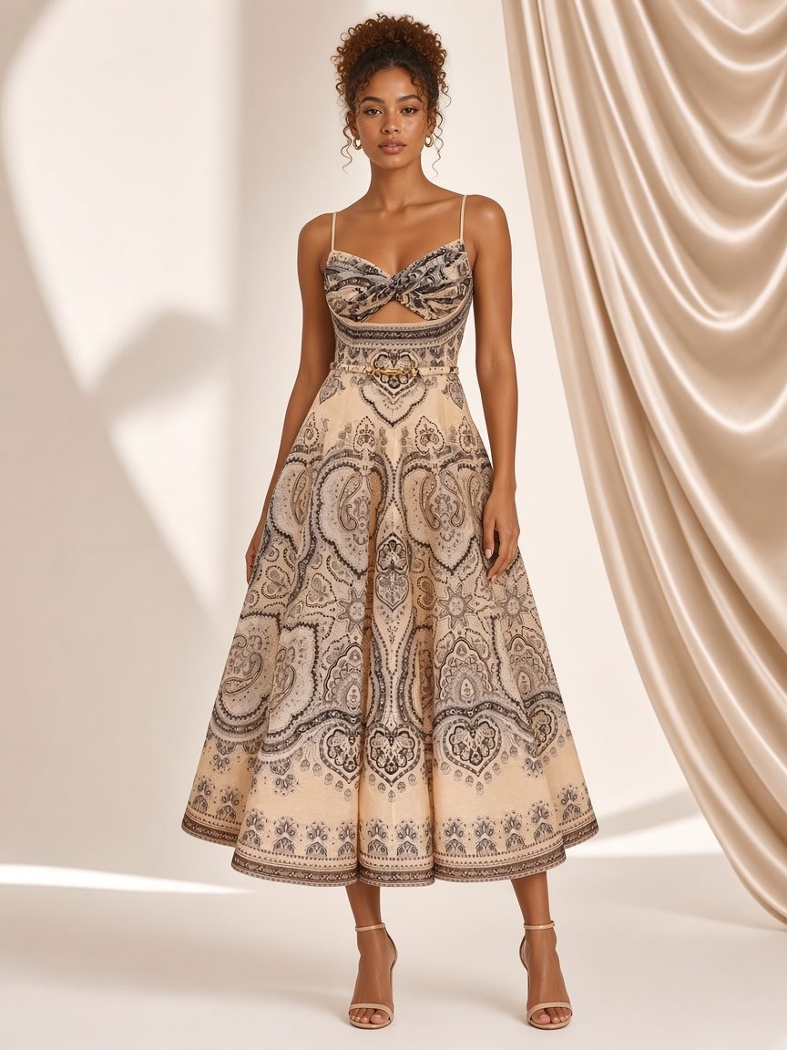 The Isadora Medallion Twist Midi Dress